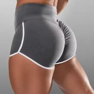 Summer Women Scrunch Back Shorts Yoga Gym Fitness Butt Lift Booty GRAY